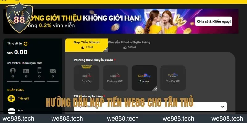 Hướng dẫn nạp tiền We88 đơn giản cho tân thủ